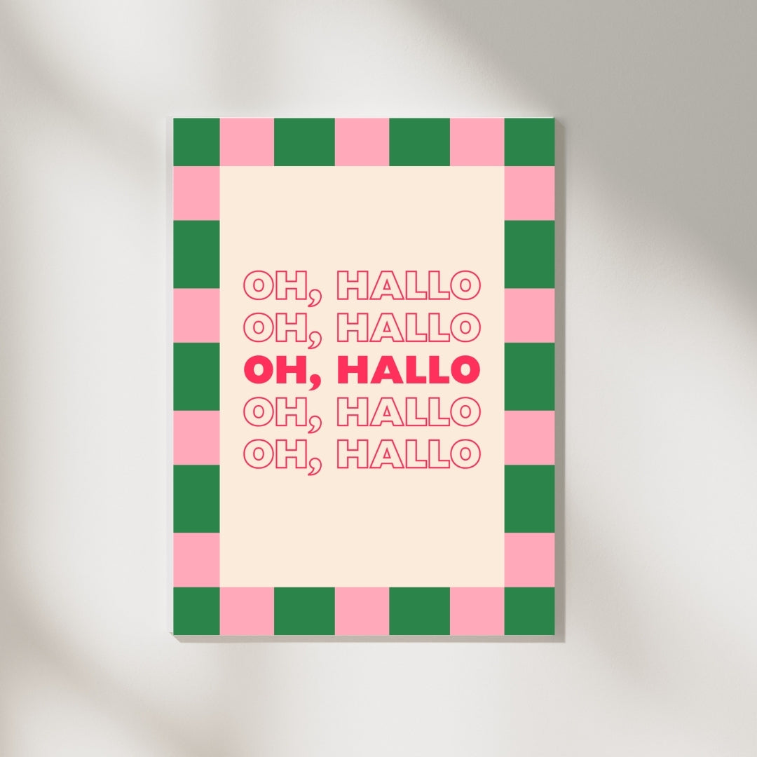 Oh, Hallo Pembe & Yeşil Ekose Poster