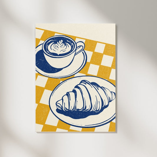 Kahve ve Kruvasan Retro Poster